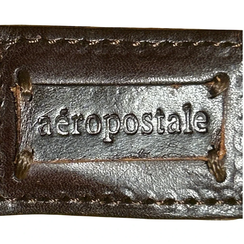 Aeropostale Dark Brown Braided Leather Belt‎ Woven Boho Up to Size 38
